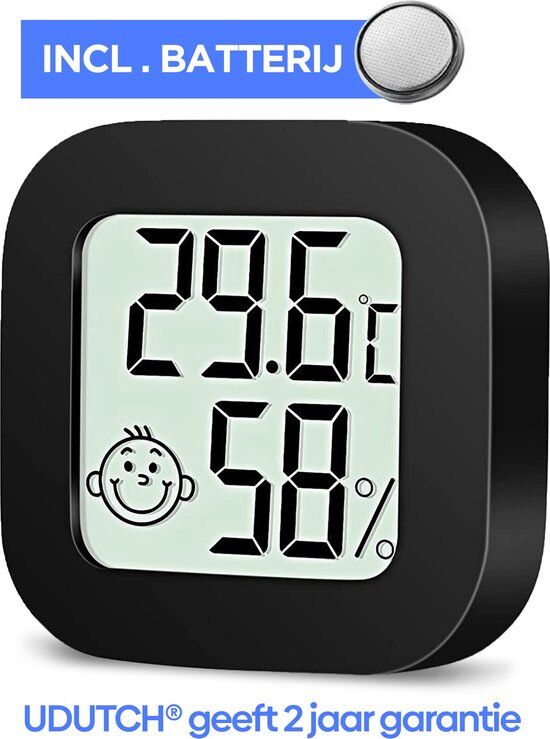 Hygrometer - Digitale Weerstation - Luchtvochtigheidsmeter - Thermometer Voor Binnen - Inclusief Batterij en plakstrip - Afbeelding 7